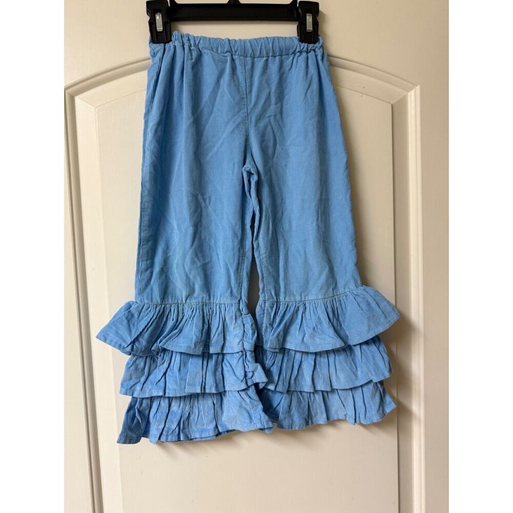Lot of 2 Girls Ruffle Leg Flair Corduroy Pants, Sz 4 w/ Bonus Pair, Pre-Owned